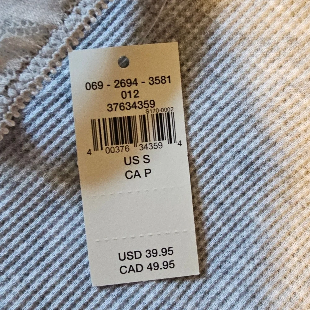 Aerie Reversible Bralette, Gray Floral V-Neck Ribbed Size Small